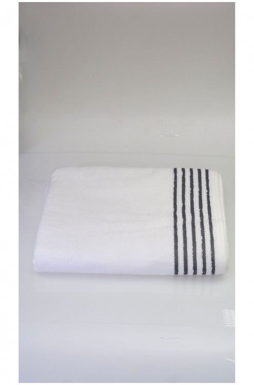 %100 Pamuk Banyo Havlusu 90x150 840 Gr Beyaz Renk Gri Bordürlü (1 Adet) Beyaz (Bu Ürün  90 x 150 90 x 150 Havlu Modelidir)