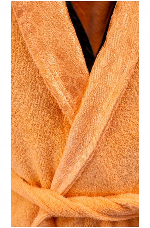 %100 Pamuk Bornoz Bukle Şalyaka Kontraslı Boydan Mastro Turuncu (Bu Ürün  XL  Bornoz Modelidir)